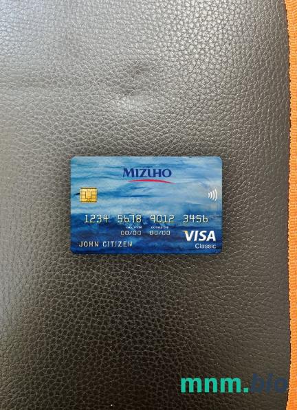 Japan Mizuho bank visa classic card wygląd fotograficzny skan PSD + zdjęcie